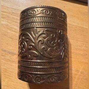 Bronze Metal Swirl Statement Cuff Bracelet